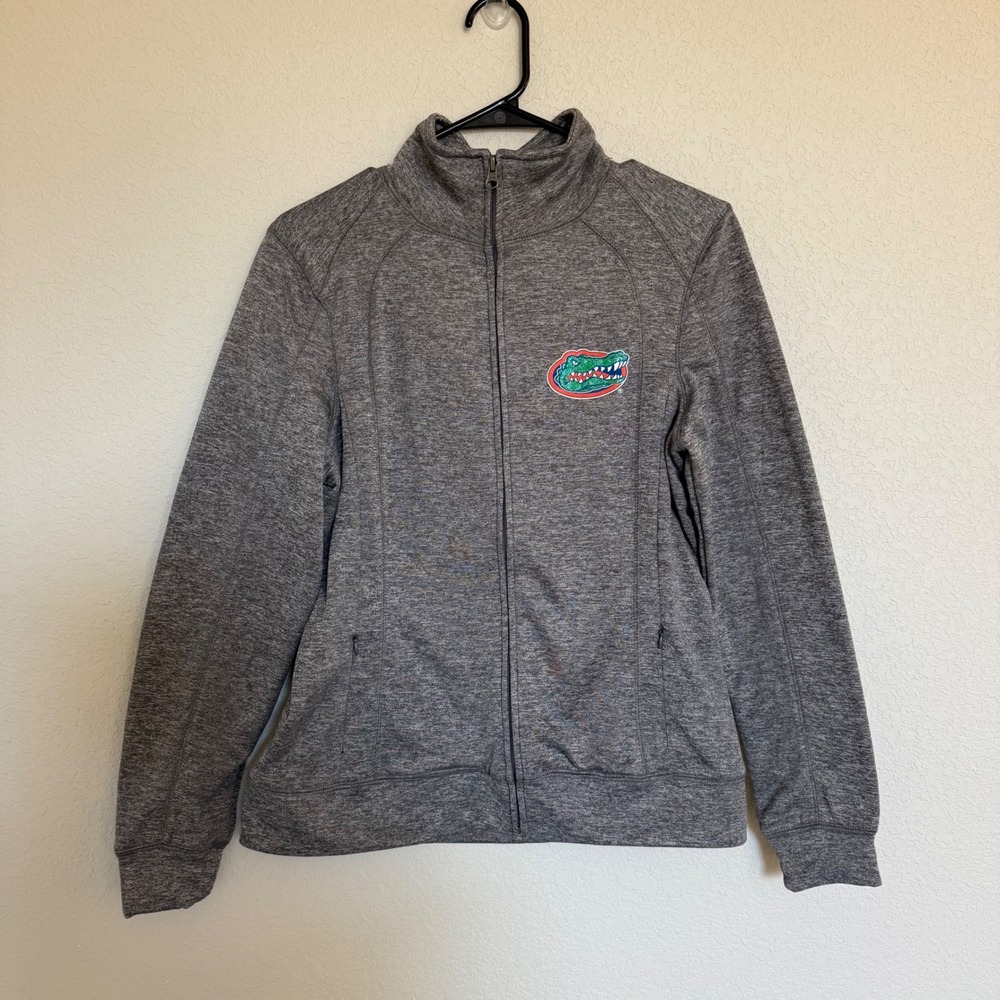 E5 Florida Gators Women Full Zip Jacket Gray Heathered Mock Neck Medium Collage